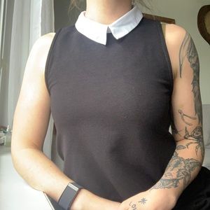 Zara Collared Wednesday Adams Business Crop Top